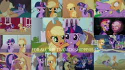 Size: 2094x1177 | Tagged: safe, derpibooru import, edit, edited screencap, editor:quoterific, screencap, applejack, twilight sparkle, alicorn, applebuck season, a rockhoof and a hard place, friendship is magic, luna eclipsed, over a barrel, princess twilight sparkle (episode), scare master, school daze, secret of my excess, shadow play, the crystal empire, the cutie pox, the return of harmony, animal costume, apple cart, applelion, armor, athena sparkle, clothes, costume, female, golden oaks library, image, lesbian, library, png, shipping, star swirl the bearded costume, twijack, twilight sparkle (alicorn)