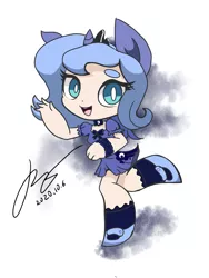 Size: 2625x3500 | Tagged: safe, artist:musical ray, derpibooru import, princess luna, alicorn, human, pony, adorable face, clothes, cute, female, filly, humanized, image, lunabetes, png, solo, woona, younger