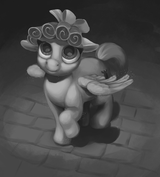 Size: 1116x1236 | Tagged: safe, artist:escapisttwi, derpibooru import, cozy glow, pegasus, pony, grayscale, image, jpeg, monochrome, solo