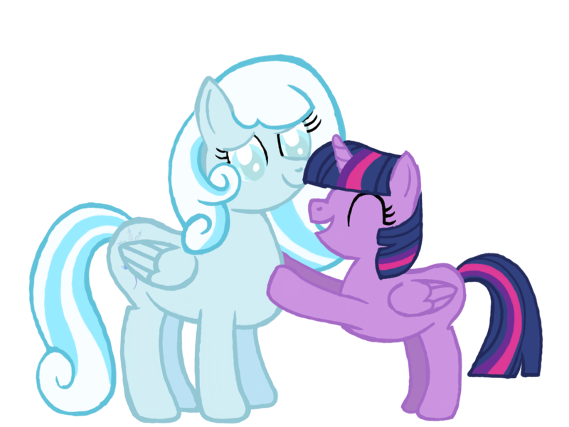 Size: 2732x2048 | Tagged: safe, artist:turnaboutart, derpibooru import, twilight sparkle, twilight sparkle (alicorn), oc, oc:snowdrop, alicorn, pegasus, pony, fanfic:luna mother of twilight sparkle, fanfic art, female, filly, filly twilight sparkle, image, older, older snowdrop, png, simple background, transparent background, younger