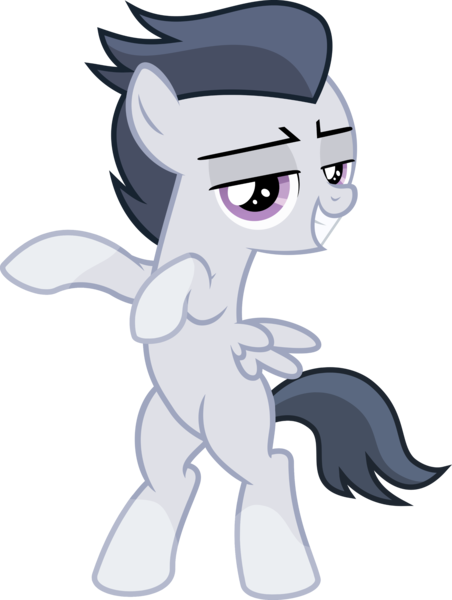 Size: 2204x2928 | Tagged: safe, artist:sollace, derpibooru import, edit, editor:slayerbvc, vector edit, rumble, pegasus, pony, marks and recreation, .svg available, bipedal, colt, cute, grin, image, lidded eyes, looking at you, looking back, male, png, raised hoof, raised hooves, rumblebetes, simple background, smiling, socks (coat marking), solo, transparent background, vector