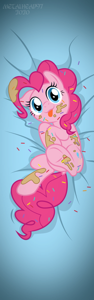 Size: 1969x6299 | Tagged: safe, artist:metalhead97, derpibooru import, pinkie pie, earth pony, pony, :3, :p, batter, body pillow, body pillow design, cake batter, commission, cute, dakimakura cover, diapinkes, dock, female, floppy ears, food, image, looking at you, messy, png, ponk, show accurate, smiling, smiling at you, solo, sprinkles, tongue out, underhoof