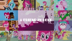 Size: 1970x1109 | Tagged: safe, derpibooru import, edit, edited screencap, editor:quoterific, screencap, amethyst star, applejack, berry punch, berryshine, bon bon, carrot top, cherry berry, cloud kicker, cranky doodle donkey, daisy, dizzy twister, flower wishes, fluttershy, golden harvest, lemon hearts, linky, lyra heartstrings, orange swirl, pinkie pie, rainbow dash, rarity, seafoam, sea swirl, shoeshine, spring melody, sprinkle medley, sweetie drops, twilight sparkle, twinkleshine, a friend in deed, book, check mark, felt, golden oaks library, image, library, mane six, png, smile song