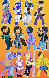 Size: 1400x2200 | Tagged: suggestive, artist:shypuppy, derpibooru import, oc, anthro, earth pony, pegasus, unicorn, bipedal, bipedal leaning, chibi, crossdressing, deku's hero costume, digital art, hand, image, jojo pose, jojo reference, jojo's bizarre adventure, leaning, png, tunnel snakes