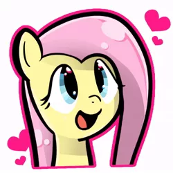 Size: 768x768 | Tagged: safe, artist:tomizawa96, derpibooru import, fluttershy, pegasus, pony, bust, cute, female, floating heart, heart, image, jpeg, open mouth, portrait, shyabetes, simple background, solo, white background