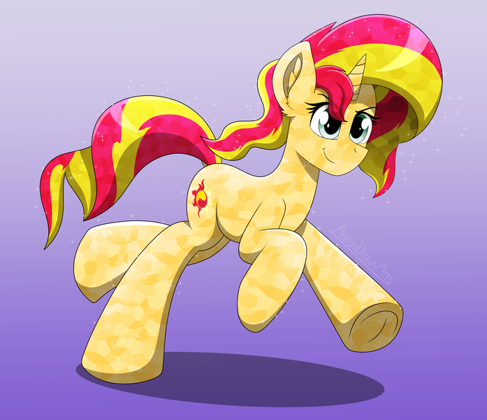 Size: 4300x3700 | Tagged: safe, artist:aarondrawsarts, derpibooru import, sunset shimmer, crystal pony, unicorn, commission, crystal sunset, crystallized, dock, female, frog (hoof), image, png, underhoof