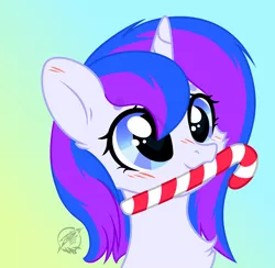 Size: 1920x1872 | Tagged: safe, artist:lazuli0209, artist:zfarkos, derpibooru import, oc, oc:starglow twinkle, unofficial characters only, pony, unicorn, base used, candy, candy cane, commission, cute, female, food, heart, heart eyes, image, mare, png, simple background, solo, wingding eyes, ych result, your character here