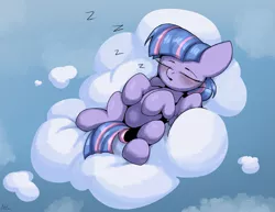 Size: 3629x2799 | Tagged: safe, artist:arume_lux, derpibooru import, wind sprint, pegasus, pony, cloud, cute, eyes closed, female, filly, foal, image, lying down, on a cloud, on back, onomatopoeia, png, solo, sound effects, sprintabetes, z, zzz