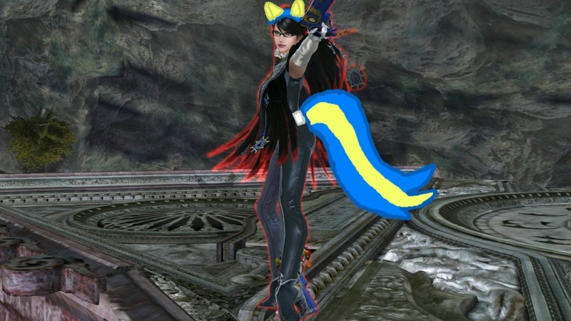 Size: 1280x720 | Tagged: safe, artist:miss-aaliyah-rosado, derpibooru import, edit, equestria girls, bayonetta, bayonetta (character), bayonetta 2, clothes, crossover, gun, image, jpeg, nintendo, platinum games, sega, super smash bros., super smash bros. 4, tail, team little angels, umbra witch, weapon, wondercolt ears, wondercolt tail, wondercolts