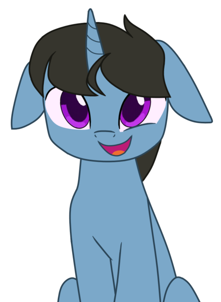 Size: 711x972 | Tagged: safe, artist:tcgamebot, derpibooru import, oc, oc:mysterious science, unofficial characters only, pony, unicorn, floppy ears, image, looking at you, male, open mouth, png, simple background, sitting, smiling, solo, stallion, transparent background