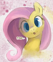 Size: 940x1105 | Tagged: safe, artist:dotkwa, derpibooru import, fluttershy, pony, abstract background, bust, cute, female, image, jpeg, looking at you, mare, oooooh, open mouth, portrait, shyabetes, smiling, solo