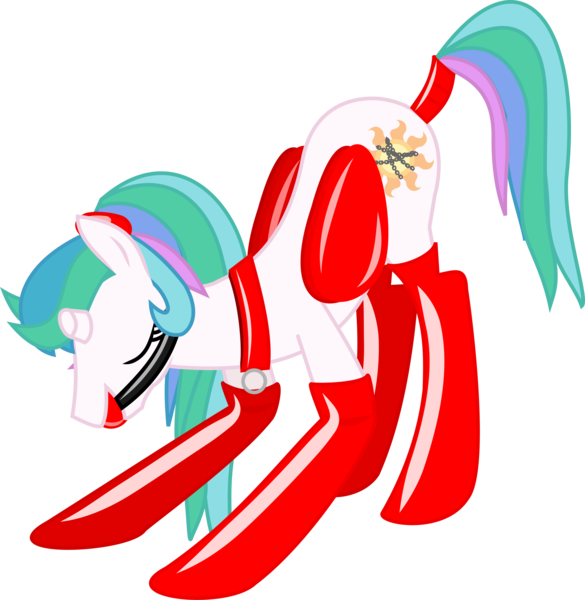 Size: 2802x2873 | Tagged: suggestive, anonymous artist, derpibooru import, princess celestia, alicorn, pony, fall of equestria, .svg available, alternate hairstyle, ballgag, bdsm, bound wings, bowing, branding, broken horn, clothes, collar, cutiemarking, derpibooru exclusive, eyelashes, eyes closed, female, femsub, gag, hairband, horn, image, latex, latex socks, mare, png, ponytail, simple background, slave, socks, solo, sublestia, submissive, tail wrap, thigh highs, transparent background, vector, wing sleeves, wings