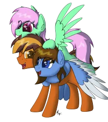 Size: 1500x1700 | Tagged: safe, artist:ponynamedmixtape, derpibooru import, oc, oc:b-side, oc:mixtape, oc:playlist, unofficial characters only, earth pony, pegasus, family, father and child, father and daughter, female, hug, image, male, offspring, older, png, siblings, sisters