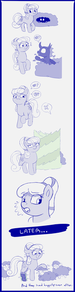 Size: 1575x6147 | Tagged: safe, artist:heretichesh, derpibooru import, sapphire joy, changeling, crystal pony, pony, sheep, amputee, bush, comic, ewe, eyeroll, female, happy, happy ending, head pat, image, inanimate tf, lurking, magic, mare, missing leg, missing limb, pat, petting, png, sad, shapeshifting, smiling, tail band, teary eyes, tiny ewes, transformation