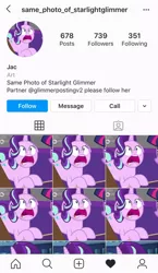 Size: 592x1024 | Tagged: safe, derpibooru import, starlight glimmer, twilight sparkle, twilight sparkle (alicorn), alicorn, pony, unicorn, the beginning of the end, d:, faic, female, floppy ears, frown, glimmerposting, image, instagram, jpeg, lying down, mare, meme, open mouth, prone, wat, wide eyes
