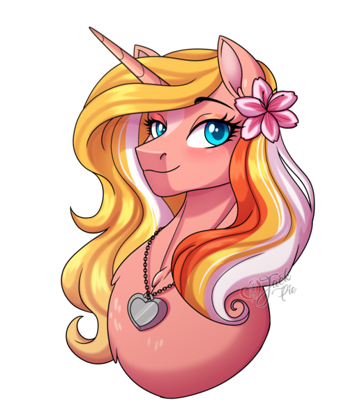 Size: 2800x3300 | Tagged: safe, artist:jack-pie, derpibooru import, oc, oc:dreamy sweet, unofficial characters only, pony, unicorn, beautiful, commission, female, high res, image, jewelry, mare, necklace, png, pretty, simple background, smiling, solo, transparent background