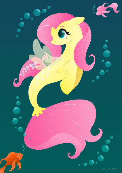 Size: 2059x2912 | Tagged: safe, artist:lavenderrain24, derpibooru import, fluttershy, fish, pegasus, pony, seapony (g4), blue background, bubble, clothes, dorsal fin, eyelashes, female, fin wings, fish tail, flowing mane, flowing tail, green eyes, image, png, seaponified, seapony fluttershy, see-through, simple background, smiling, solo, species swap, speedpaint, swimming, tail, underwater, wings