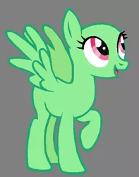 Size: 436x552 | Tagged: safe, artist:bronybase, derpibooru import, oc, unofficial characters only, pegasus, pony, bald, base, female, gray background, image, looking up, mare, open mouth, pegasus oc, png, raised hoof, simple background, smiling, wings