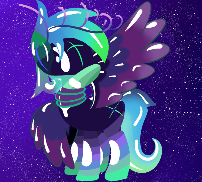 Size: 1197x1080 | Tagged: safe, derpibooru import, oc, oc:borealis, unofficial characters only, antlers, aonani, derpibooru exclusive, image, png, space background, star field background