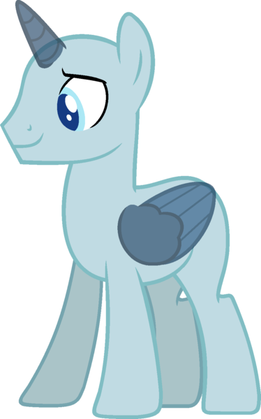 Size: 973x1562 | Tagged: safe, artist:pegasski, derpibooru import, oc, unofficial characters only, alicorn, pony, friendship university, alicorn oc, bald, base, horn, image, male, png, simple background, smiling, solo, stallion, transparent background, two toned wings, wings