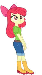 Size: 1246x2214 | Tagged: safe, artist:gmaplay, derpibooru import, apple bloom, equestria girls, boots, bow, clothes, female, hair bow, image, png, rain boots, shoes, simple background, solo, transparent background, vector