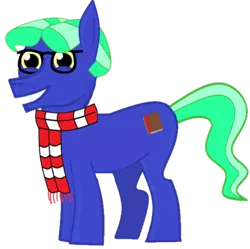 Size: 1044x1040 | Tagged: safe, artist:dustcan, derpibooru import, oc, oc:mythic study, unofficial characters only, earth pony, pony, derpibooru community collaboration, 2021 community collab, clothes, glasses, image, male, png, scarf, simple background, smiling, smiling at you, solo, stallion, transparent background