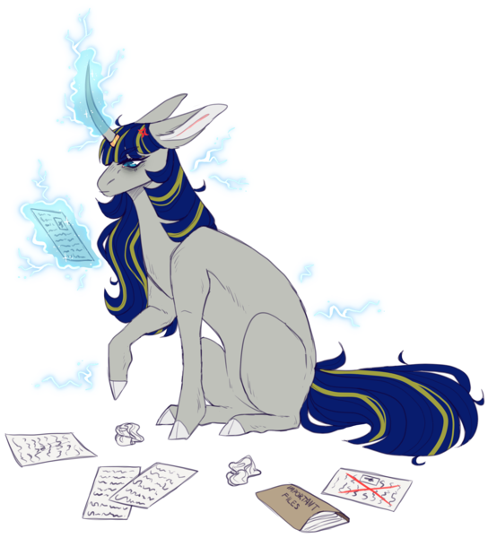 Size: 2060x2272 | Tagged: safe, artist:sleepy-nova, derpibooru import, oc, oc:grey area, pony, unicorn, female, image, magic, mare, paper, png, simple background, solo, transparent background