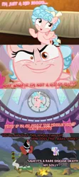 Size: 1022x2306 | Tagged: safe, derpibooru import, edit, edited screencap, screencap, cozy glow, lord tirek, centaur, pegasus, frenemies (episode), school raze, the beginning of the end, antagonist, arms, bow, bracer, campfire, caption, chestplate, cloven hooves, colored hooves, comic, cozy glow is best facemaker, crazy face, evil laugh, faic, funny, headcanon, horns, image, image macro, laughing, male, nose piercing, nose ring, piercing, plushie, png, screencap comic, shrug, solo, text, theory, what if