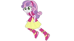 Size: 3072x1728 | Tagged: safe, artist:gmaplay, derpibooru import, sweetie belle, equestria girls, boots, clothes, image, png, running, shoes, simple background, skirt, solo, transparent background