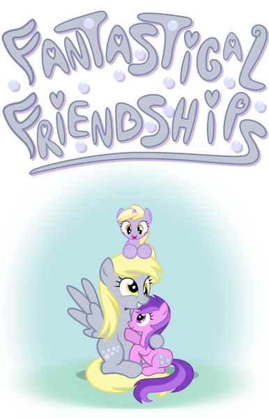 Size: 1920x2987 | Tagged: safe, artist:dinkyuniverse, derpibooru import, amethyst star, derpy hooves, dinky hooves, pegasus, pony, unicorn, comic:fantastical friendships, comic, cute, derpabetes, dinkabetes, equestria's best big sister, equestria's best daughter, equestria's best mother, family, female, filly, foal, happy, headcanon, hooves family, image, mare, mother and child, mother and daughter, png, poster, show accurate, title