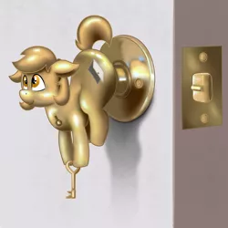 Size: 4024x4032 | Tagged: safe, artist:wispy tuft, derpibooru import, ponified, earth pony, object pony, original species, pony, cute, cutie mark, door, doorknob, image, key, keyhole, metal, png, silly, solo