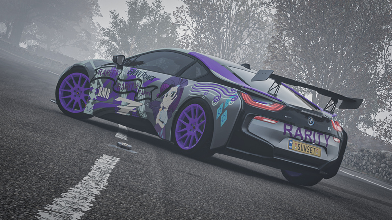 Size: 1920x1080 | Tagged: safe, derpibooru import, rarity, equestria girls, : artist:typowy sunset, bmw, bmw i8, car, female, forza horizon, forza horizon 4, image, jpeg, solo