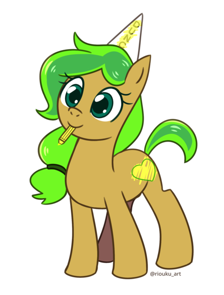 Size: 1500x1980 | Tagged: safe, derpibooru import, oc, oc:muddy, unofficial characters only, earth pony, pony, dunce hat, hat, highlighter, image, png, simple background, solo, transparent background