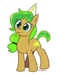 Size: 1500x1980 | Tagged: safe, derpibooru import, oc, oc:muddy, unofficial characters only, earth pony, pony, dunce hat, hat, highlighter, image, png, simple background, solo, transparent background