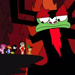 Size: 1024x1024 | Tagged: safe, artist:mega-shonen-one-64, derpibooru import, pinkie pie, earth pony, pony, aku, betty boop, crossover, felix the cat, image, png, samurai jack, wander (wander over yonder), wander over yonder, woody woodpecker