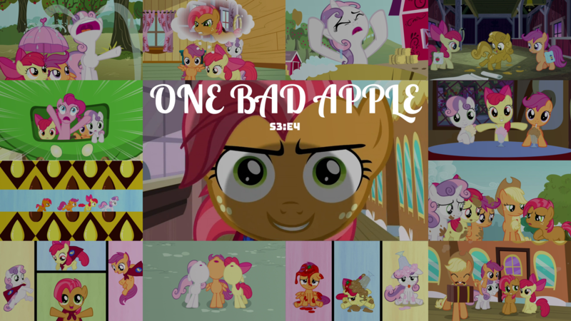 Size: 1972x1109 | Tagged: safe, derpibooru import, edit, edited screencap, editor:quoterific, screencap, apple bloom, applejack, babs seed, pinkie pie, scootaloo, sweetie belle, pony, one bad apple, cutie mark crusaders, image, luster dust, png, sweetie gold