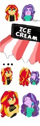 Size: 1920x6020 | Tagged: safe, artist:nnynha_a, derpibooru import, starlight glimmer, sunset shimmer, equestria girls, ..., comic, food, ice cream, image, jpeg, pony ears, that human sure does love ice cream