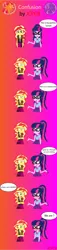 Size: 1080x4706 | Tagged: safe, artist:jcpreactyt, derpibooru import, sci-twi, sunset shimmer, twilight sparkle, equestria girls, equestria girls series, best friends, clothes, colorful, comic, couple, dialogue, female, geode of telekinesis, girlfriend, gradient background, image, jacket, lesbian, magical geodes, married couple, png, relationship, scitwishimmer, shipping, skirt, sunsetsparkle