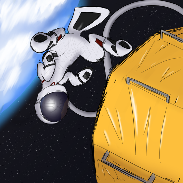 Size: 3816x3816 | Tagged: safe, artist:czu, derpibooru import, thunderlane, astronaut, helmet, image, planet, png, space, space ship, spacesuit, spread legs, spreading, stars