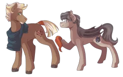 Size: 3500x2200 | Tagged: safe, artist:kikirdcz, derpibooru import, oc, oc:stoutheart, oc:waxing lyrical, unofficial characters only, bat pony, earth pony, pony, glasses, image, male, png, simple background, stallion, transparent background