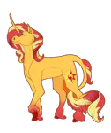 Size: 3600x4300 | Tagged: safe, artist:sashakruchkinatv, derpibooru import, sunset shimmer, classical unicorn, pony, unicorn, cloven hooves, female, hair over one eye, image, leonine tail, mare, png, profile, simple background, smiling, solo, transparent background, unshorn fetlocks