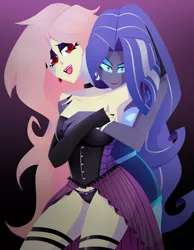 Size: 2448x3150 | Tagged: suggestive, artist:xan-gelx, derpibooru import, fluttershy, nightmare rarity, rarity, bat pony, vampire, equestria girls, bat ponified, breasts, cleavage, commission, female, flarity, flutterbat, image, jpeg, lesbian, race swap, sexy, shipping, sinfully sexy