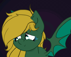 Size: 1344x1080 | Tagged: safe, artist:theotherpony, derpibooru import, oc, oc:midnight lightning, unofficial characters only, bat pony, pony, animated, bat wings, blushing, commission, cute, eyeshadow, fangs, female, gif, image, kissing, looking at you, looking away, makeup, ocbetes, perfect loop, wings, ych result