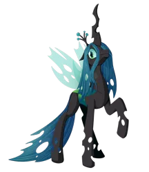 Size: 2500x2900 | Tagged: safe, artist:colorful-horses, artist:syrupyyy, banned from derpibooru, deleted from derpibooru, derpibooru import, queen chrysalis, changeling, changeling queen, female, image, png, raised hoof, simple background, solo, transparent background