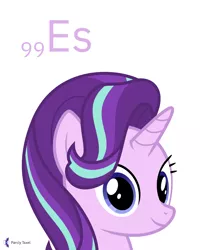 Size: 4000x5000 | Tagged: safe, artist:parclytaxel, derpibooru import, starlight glimmer, pony, unicorn, series:joycall6's periodic table, .svg available, absurd resolution, bust, chemistry, cute, einsteinium, female, glimmerbetes, image, looking at you, mare, periodic table, png, portrait, simple background, smiling, solo, vector, white background