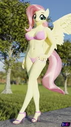 Size: 2160x3840 | Tagged: suggestive, artist:shadowboltsfm, derpibooru import, fluttershy, anthro, pegasus, plantigrade anthro, 3d, 4k, adorasexy, beautisexy, big breasts, blender, breasts, busty fluttershy, clothes, cute, eyelashes, feet, female, high heels, image, legs, lingerie, lipstick, looking at you, nail polish, not sfm, open-toed shoes, png, sexy, shoes, smiling, solo, solo female, stupid sexy fluttershy, toenail polish, toes