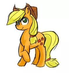 Size: 509x540 | Tagged: safe, artist:blynxee, derpibooru import, applejack, earth pony, pony, female, image, jpeg, mare, simple background, solo, white background