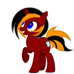 Size: 2000x2000 | Tagged: safe, artist:ponkus, derpibooru import, oc, oc:red flame, bat pony, pony, unicorn, horn, image, no wing, png, pointed ears, side view, simple background, smiling, standing, transparent background, vector, wingless