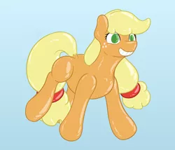 Size: 2404x2060 | Tagged: safe, artist:parallel black, derpibooru import, part of a set, applejack, balloon pony, inflatable pony, balloon, digital art, floating, forced smile, gradient background, image, inflatable, png, smiling, solo