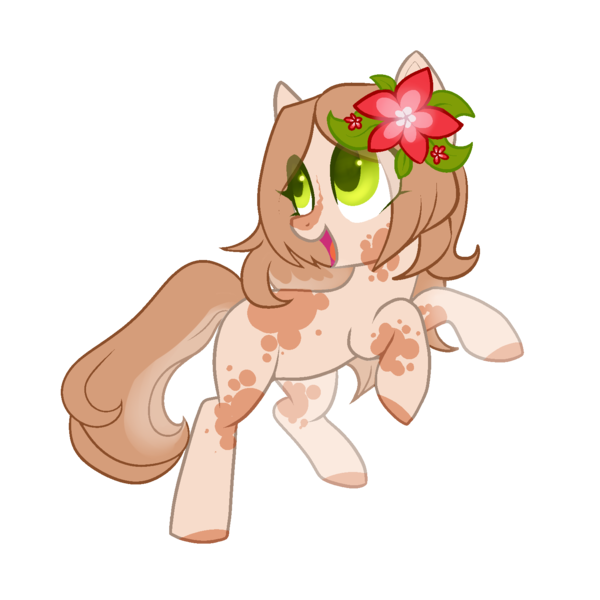 Size: 1500x1500 | Tagged: safe, artist:helemaranth, derpibooru import, oc, unofficial characters only, earth pony, pony, base used, colored hooves, earth pony oc, flower, flower in hair, image, looking back, open mouth, png, rearing, simple background, smiling, solo, transparent background